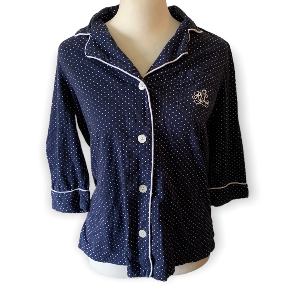 Lauren Ralph Lauren TWO PIECE Pajama Polka Dot Monogram Women's Small